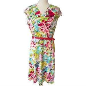 212 Collection Floral Faux Wrap Dress SMALL